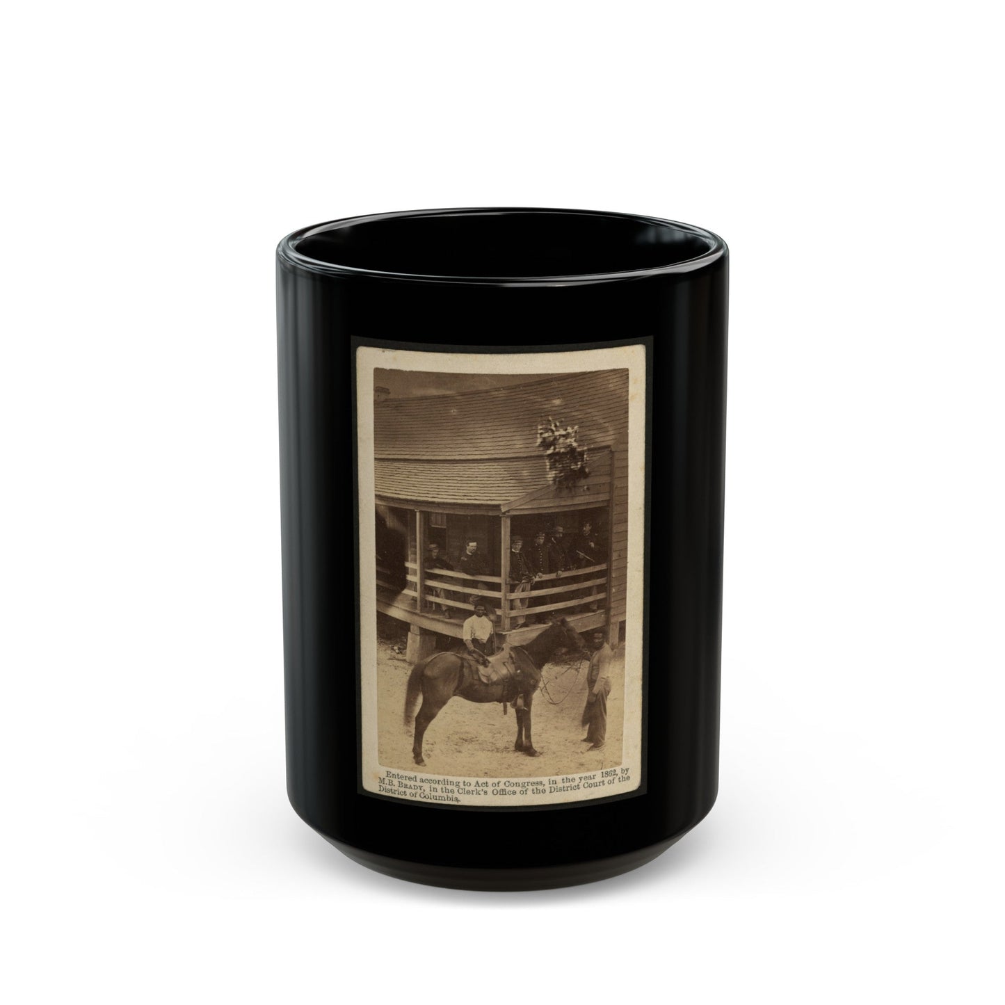 African American Men Tending A Horse (U.S. Civil War) Black Coffee Mug-15oz-The Sticker Space