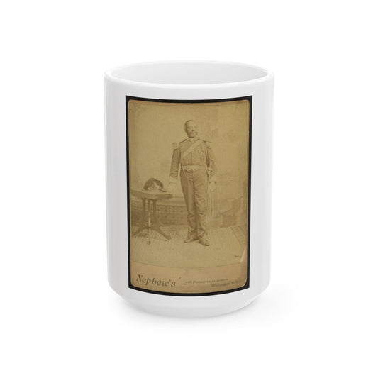 African American Soldier, Full-Length Portrait, Wearing Gar Medal, Standing Next To Table (U.S. Civil War) White Coffee Mug