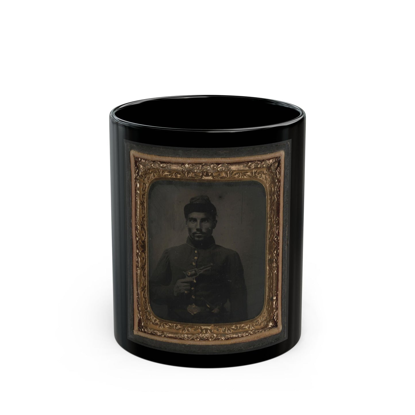 African American Soldier, Half-Length Portrait, With Pistol And Jacket (U.S. Civil War) Black Coffee Mug