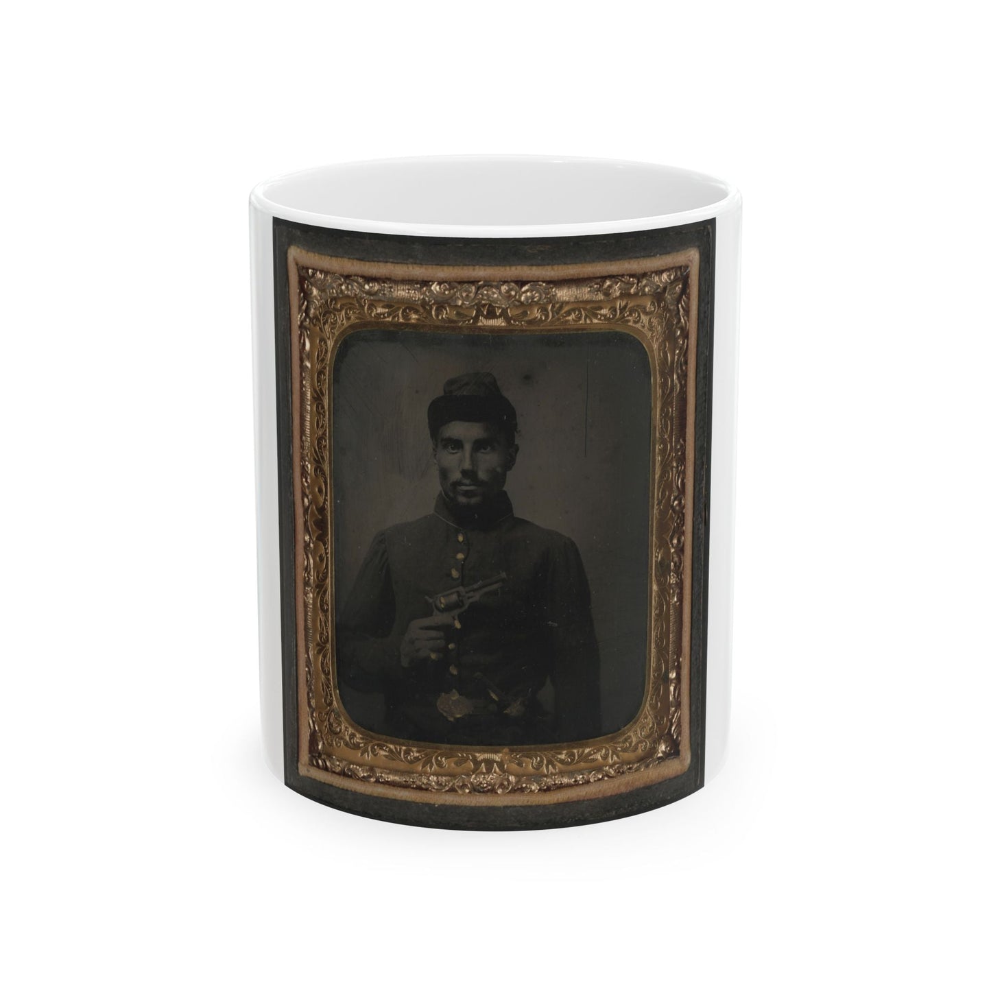 African American Soldier, Half-Length Portrait, With Pistol And Jacket (U.S. Civil War) White Coffee Mug