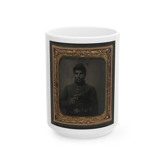 African American Soldier, Half-Length Portrait, With Pistol And Jacket (U.S. Civil War) White Coffee Mug