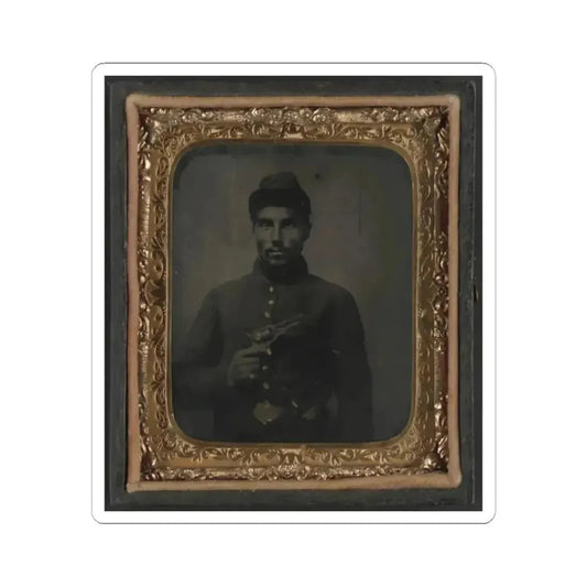 African American Soldier, Half-Length Portrait, With Pistol and Jacket (U.S. Civil War) STICKER Vinyl Kiss-Cut Decal 2 Inch White - The Sticker Space