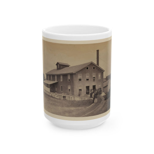 African American Workers Standing On Railroad Tracks In Front Of A Storage Facility, Possibly At Giesboro Cavalry Depot (U.S. Civil War) White Coffee Mug