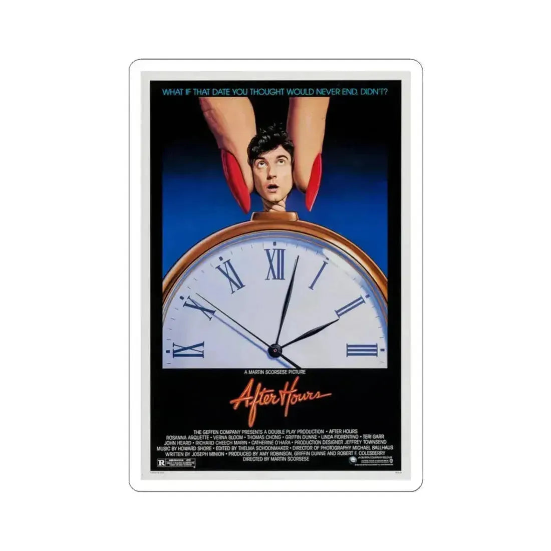 After Hours 1985 Movie Poster - STICKER Vinyl Kiss-Cut Decal 3 Inch White - The Sticker Space