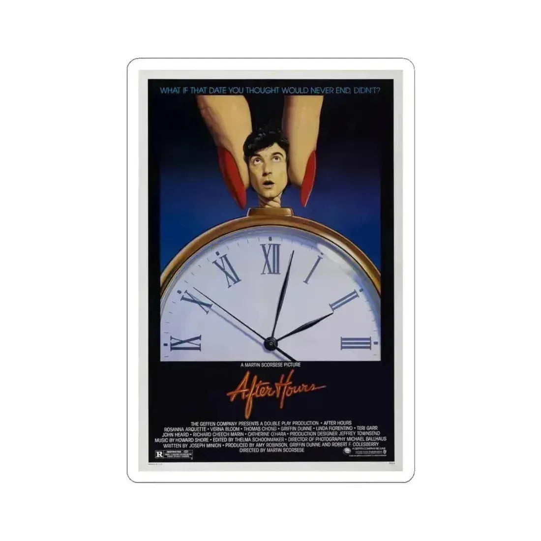 AFTER HOURS 1985 Movie Poster - STICKER Vinyl Kiss-Cut Decal 4 Inch White - The Sticker Space