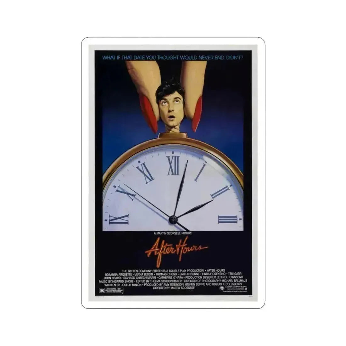 AFTER HOURS 1985 Movie Poster - STICKER Vinyl Kiss-Cut Decal 6 Inch White - The Sticker Space