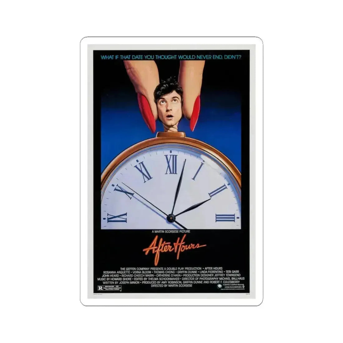 After Hours 1985 Movie Poster - STICKER Vinyl Kiss-Cut Decal 6 Inch White - The Sticker Space