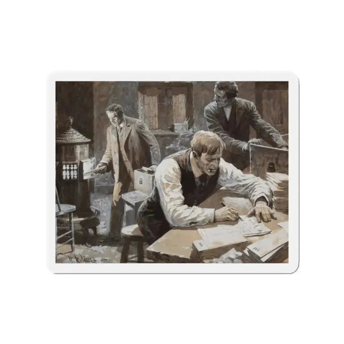 After the Election, 1908 Cosmopolitan Magazine story illustration, 1907 (Magazine Illustration) Refrigerator Magnet 2 Inch - The Sticker Space