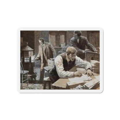 After the Election, 1908 Cosmopolitan Magazine story illustration, 1907 (Magazine Illustration) Refrigerator Magnet 4 Inch - The Sticker Space