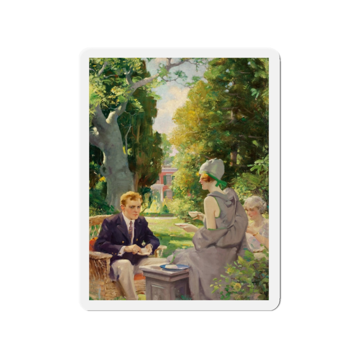 Afternoon Tea (Magazine Illustration) Refrigerator Magnet-2" x 2"-The Sticker Space