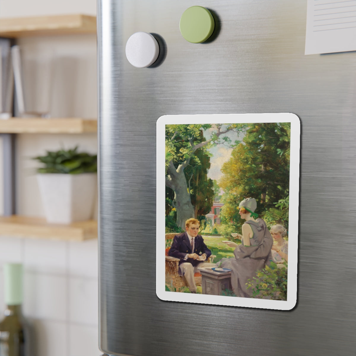 Afternoon Tea (Magazine Illustration) Refrigerator Magnet-The Sticker Space