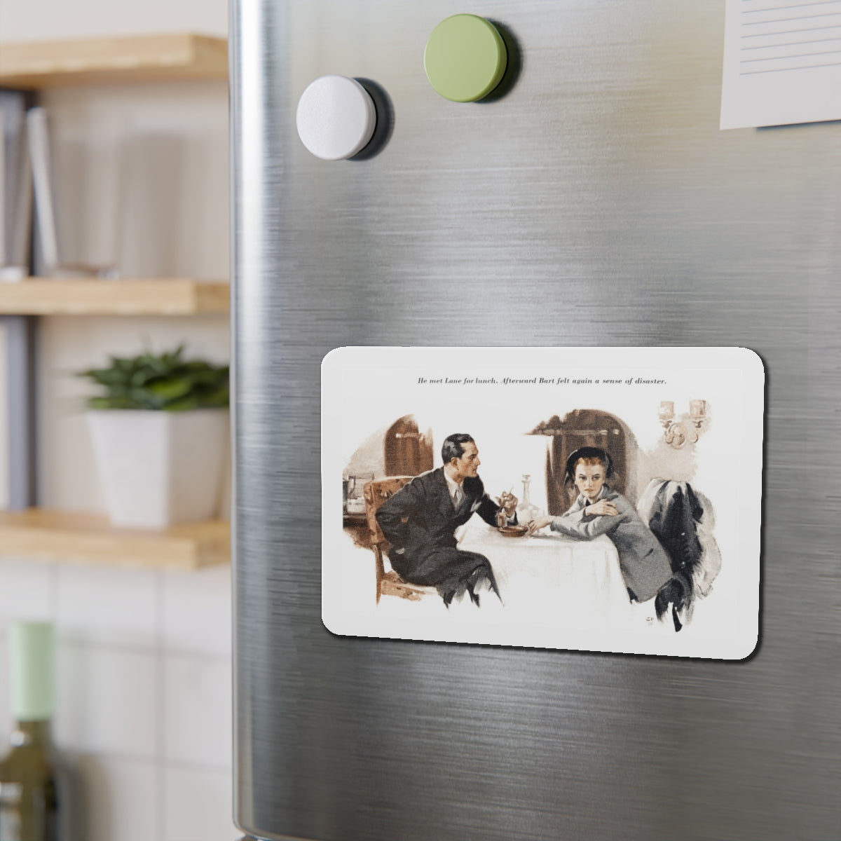 Again a sense of disaster (Magazine Illustration) Refrigerator Magnet-The Sticker Space