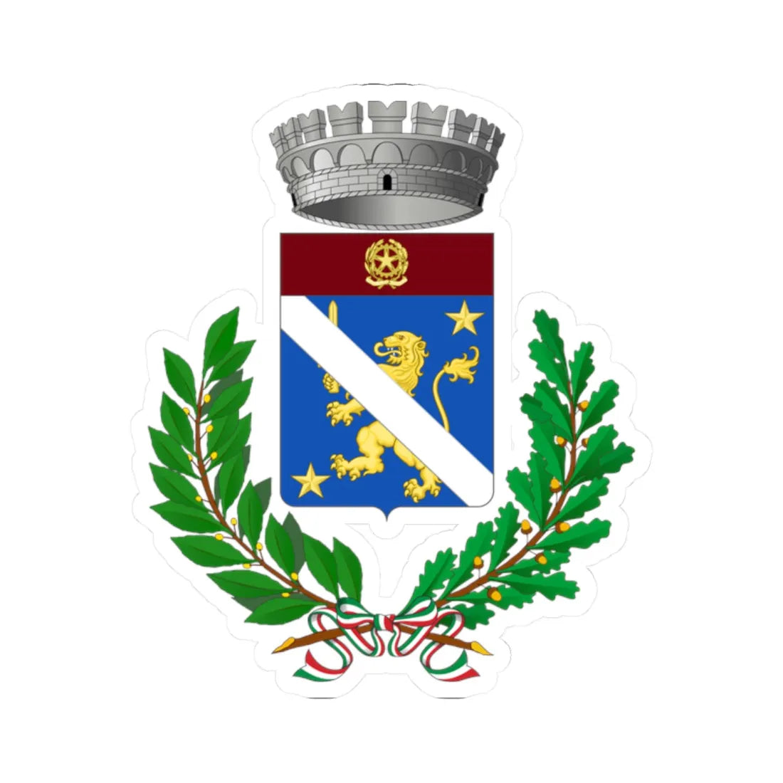 Agazzano-Stemma (Italy) (Coat of Arms) STICKER Vinyl Kiss-Cut Decal 2 Inch White - The Sticker Space