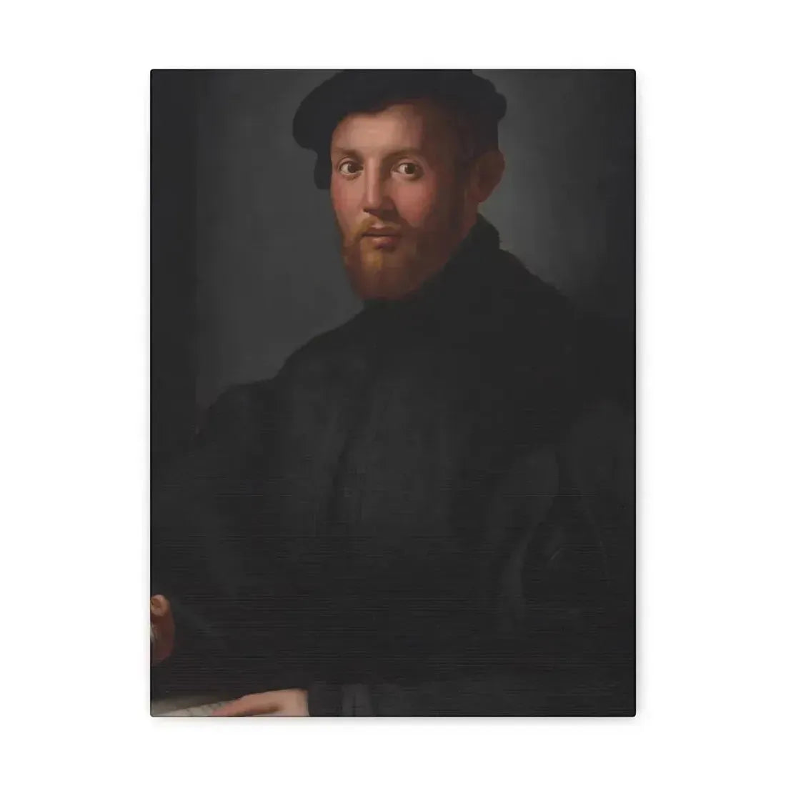 Agnolo Bronzino (1503-1572) Portrait of a young man with a book - Canvas Wall Art 12″ x 16″ 1.25" - The Sticker Space