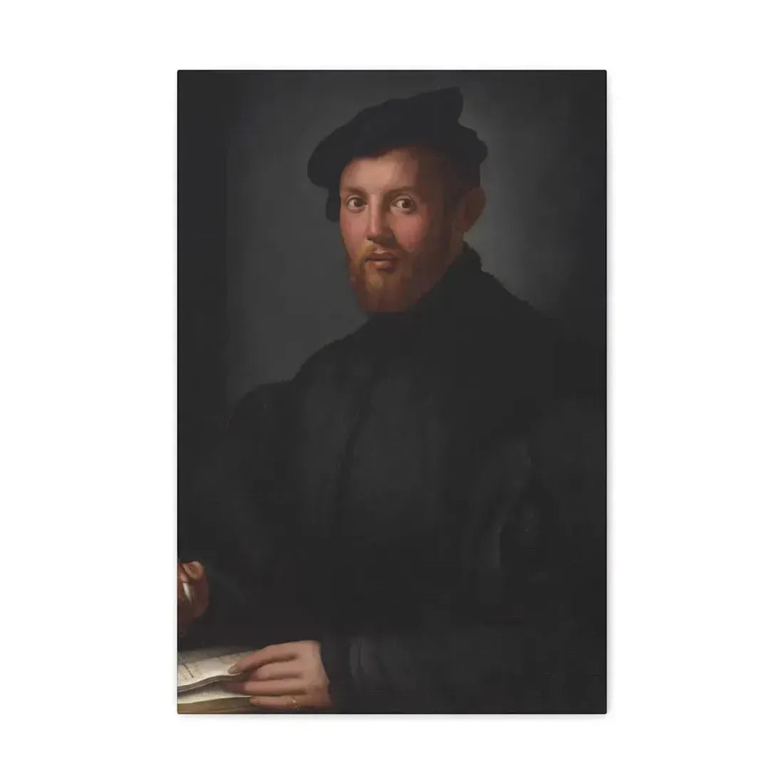 Agnolo Bronzino (1503-1572) Portrait of a young man with a book - Canvas Wall Art 16″ x 24″ 1.25" - The Sticker Space