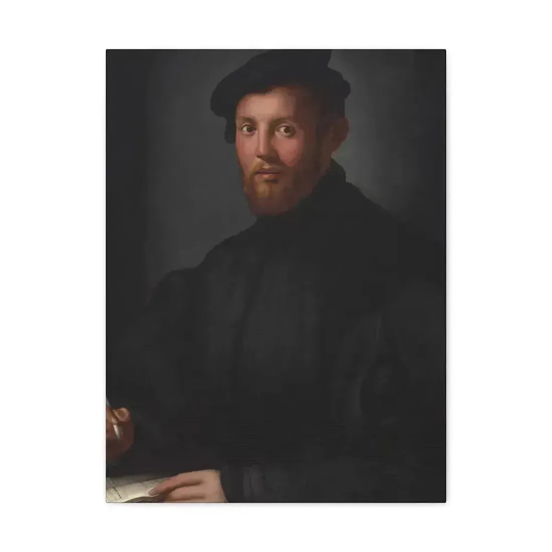 Agnolo Bronzino (1503-1572) Portrait of a young man with a book - Canvas Wall Art 18″ x 24″ 1.25" - The Sticker Space
