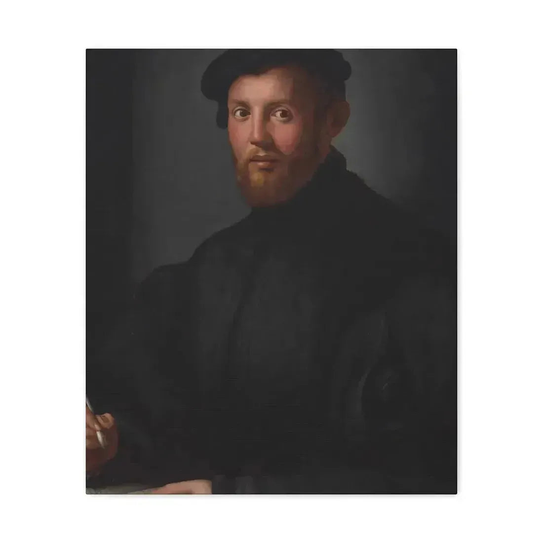 Agnolo Bronzino (1503-1572) Portrait of a young man with a book - Canvas Wall Art 20″ x 24″ 1.25" - The Sticker Space
