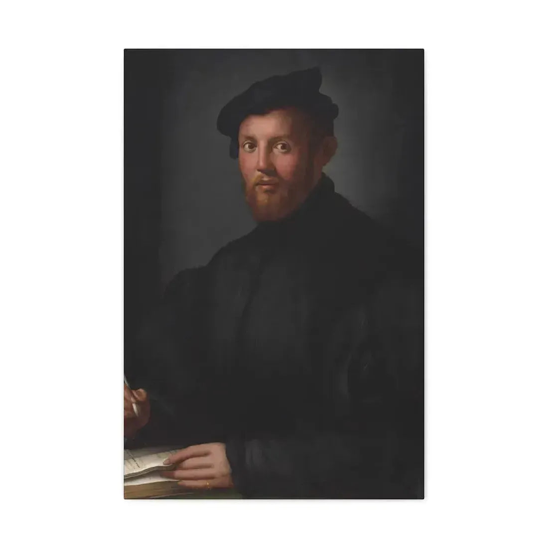 Agnolo Bronzino (1503-1572) Portrait of a young man with a book - Canvas Wall Art 20″ x 30″ 1.25" - The Sticker Space