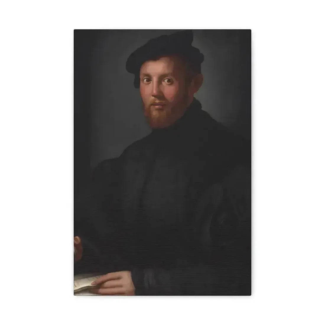 Agnolo Bronzino (1503-1572) Portrait of a young man with a book - Canvas Wall Art - The Sticker Space