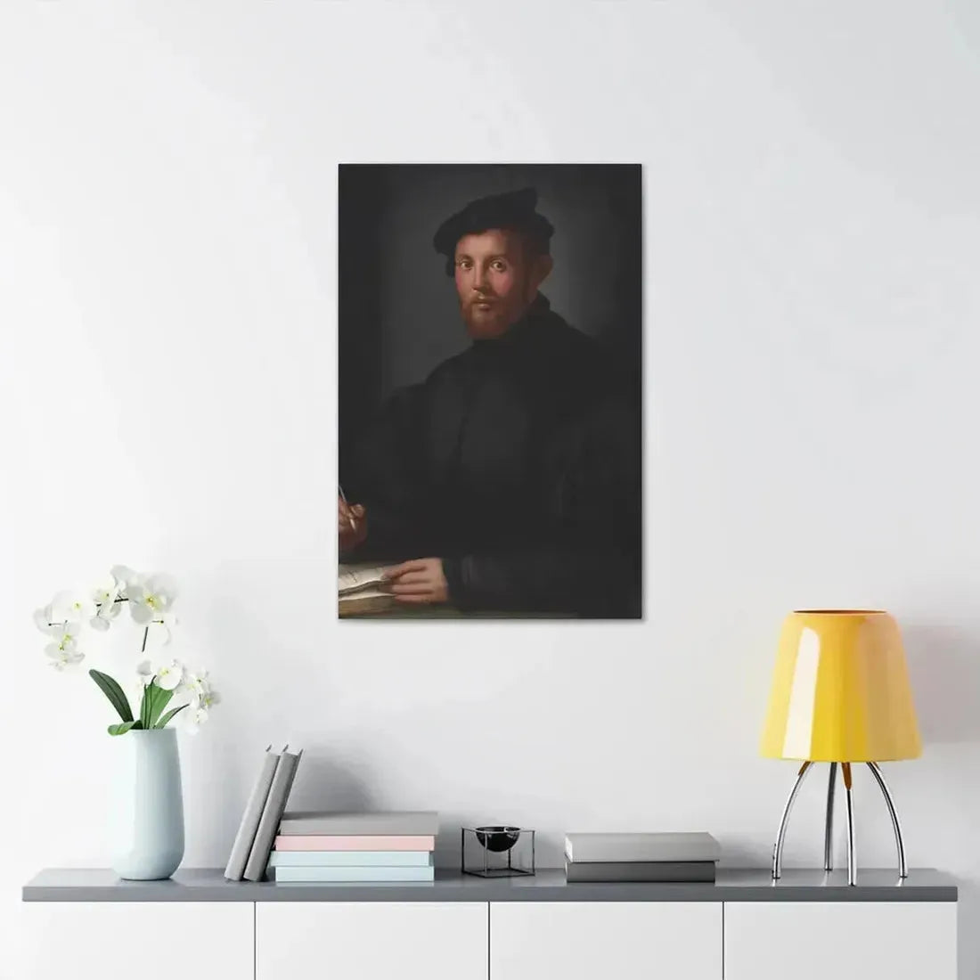Agnolo Bronzino (1503-1572) Portrait of a young man with a book - Canvas Wall Art - The Sticker Space
