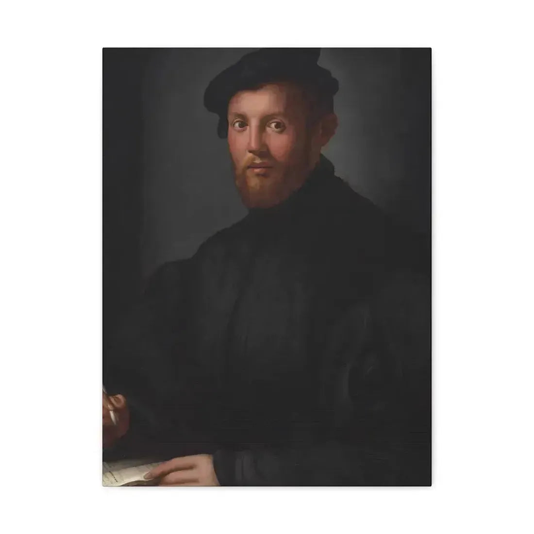 Agnolo Bronzino (1503-1572) Portrait of a young man with a book - Canvas Wall Art - The Sticker Space