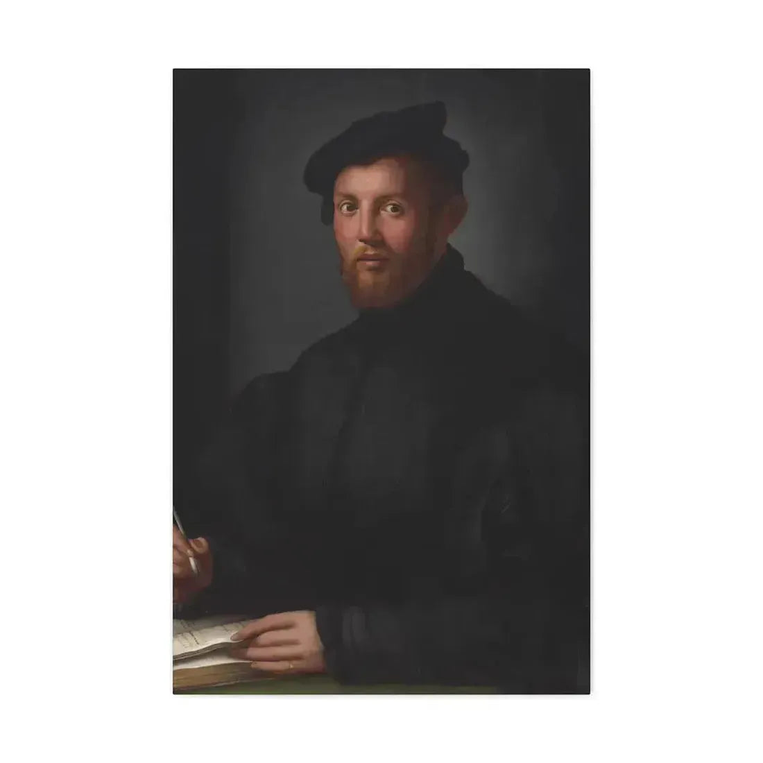 Agnolo Bronzino (1503-1572) Portrait of a young man with a book - Canvas Wall Art - The Sticker Space