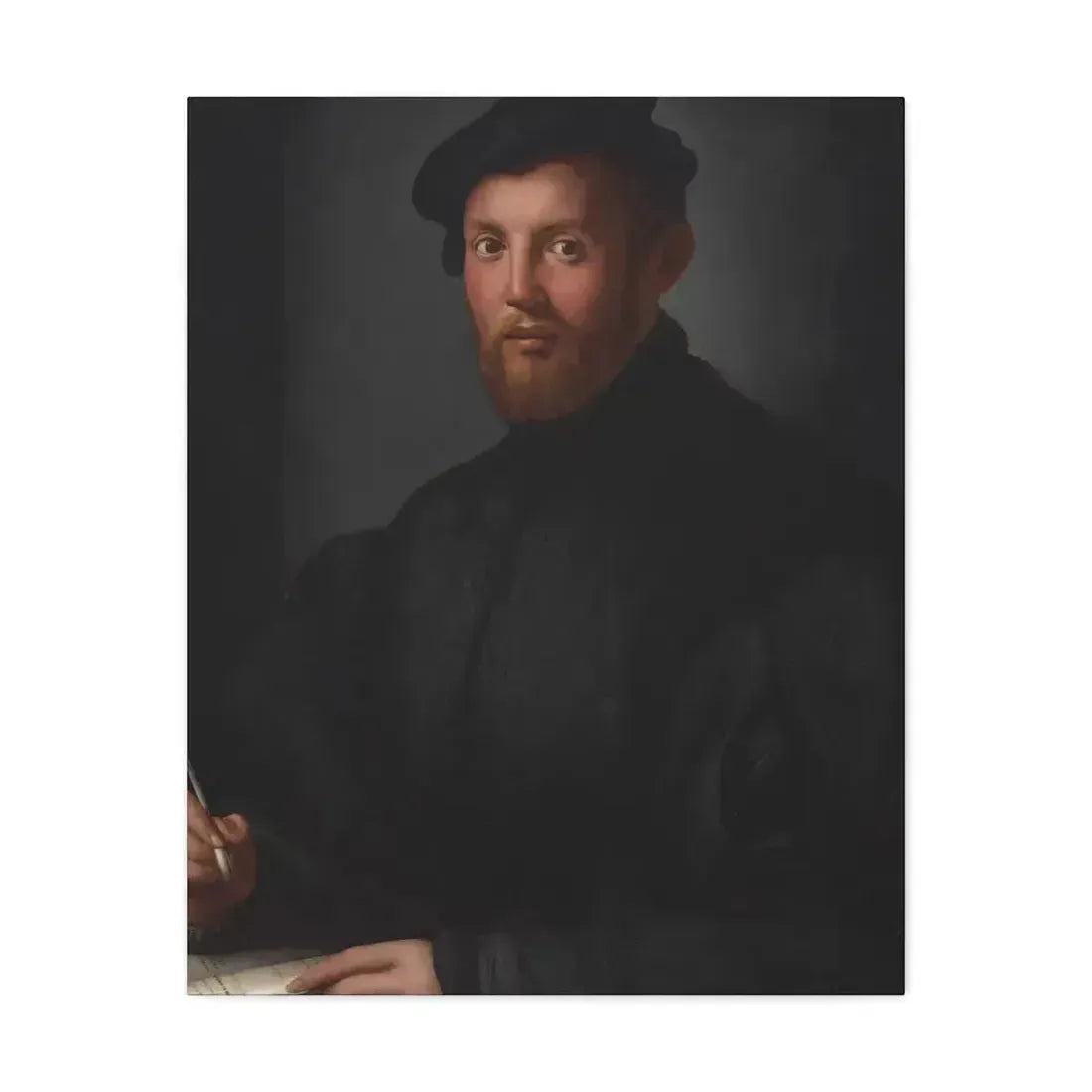 Agnolo Bronzino (1503-1572) Portrait of a young man with a book - Canvas Wall Art - The Sticker Space