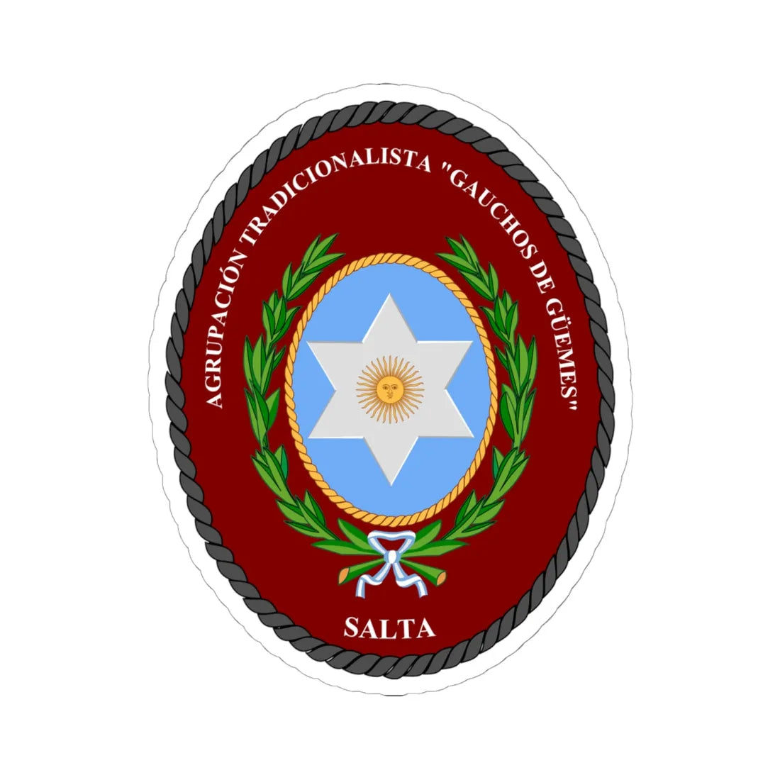Agrupación Tradicionalista de Salta Gauchos de Güemes (Argentina) (Coat of Arms) STICKER Vinyl Kiss-Cut Decal 6 Inch White - The Sticker Space
