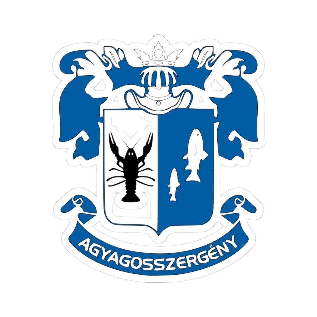 Agyagosszergény címere (Hungary) (Coat of Arms) STICKER Vinyl Kiss-Cut Decal 3 Inch White - The Sticker Space