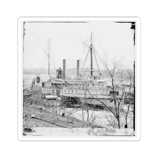 Aiken's Landing, Va.  Steamer New York Waiting for Exchange of Prisoners (U.S. Civil War) STICKER Vinyl Kiss-Cut Decal 2 Inch White - The Sticker Space
