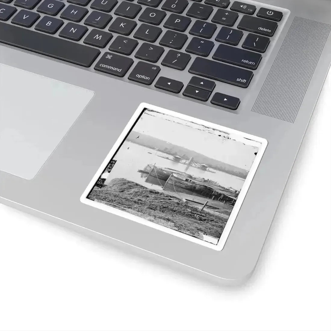 Aiken's Landing, Virginia. Double-Turreted Monitor U.S.S. On James River (U.S. Civil War) STICKER Vinyl Kiss-Cut Decal - The Sticker Space