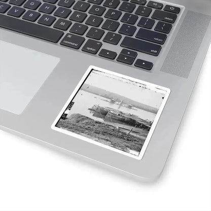 Aiken's Landing, Virginia. Double-Turreted Monitor U.S.S. On James River (U.S. Civil War) STICKER Vinyl Kiss-Cut Decal - The Sticker Space