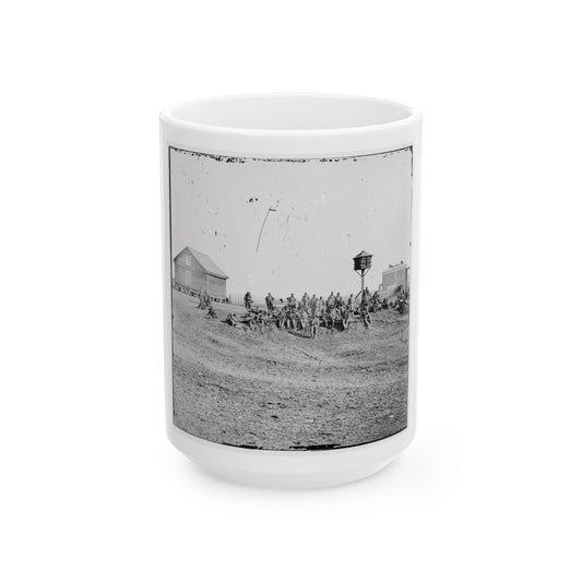 Aiken's Landing, Va.  African-American Soldiers Resting Near The Aiken House, View Looking Toward The House (U.S. Civil War) White Coffee Mug