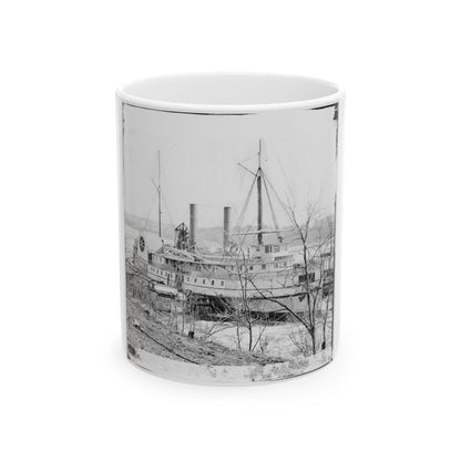 Aiken's Landing, Va.  Steamer New York Waiting For Exchange Of Prisoners (U.S. Civil War) White Coffee Mug