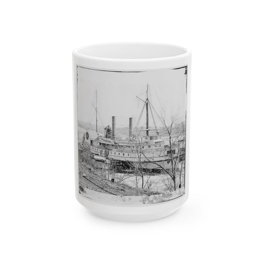 Aiken's Landing, Va.  Steamer New York Waiting For Exchange Of Prisoners (U.S. Civil War) White Coffee Mug