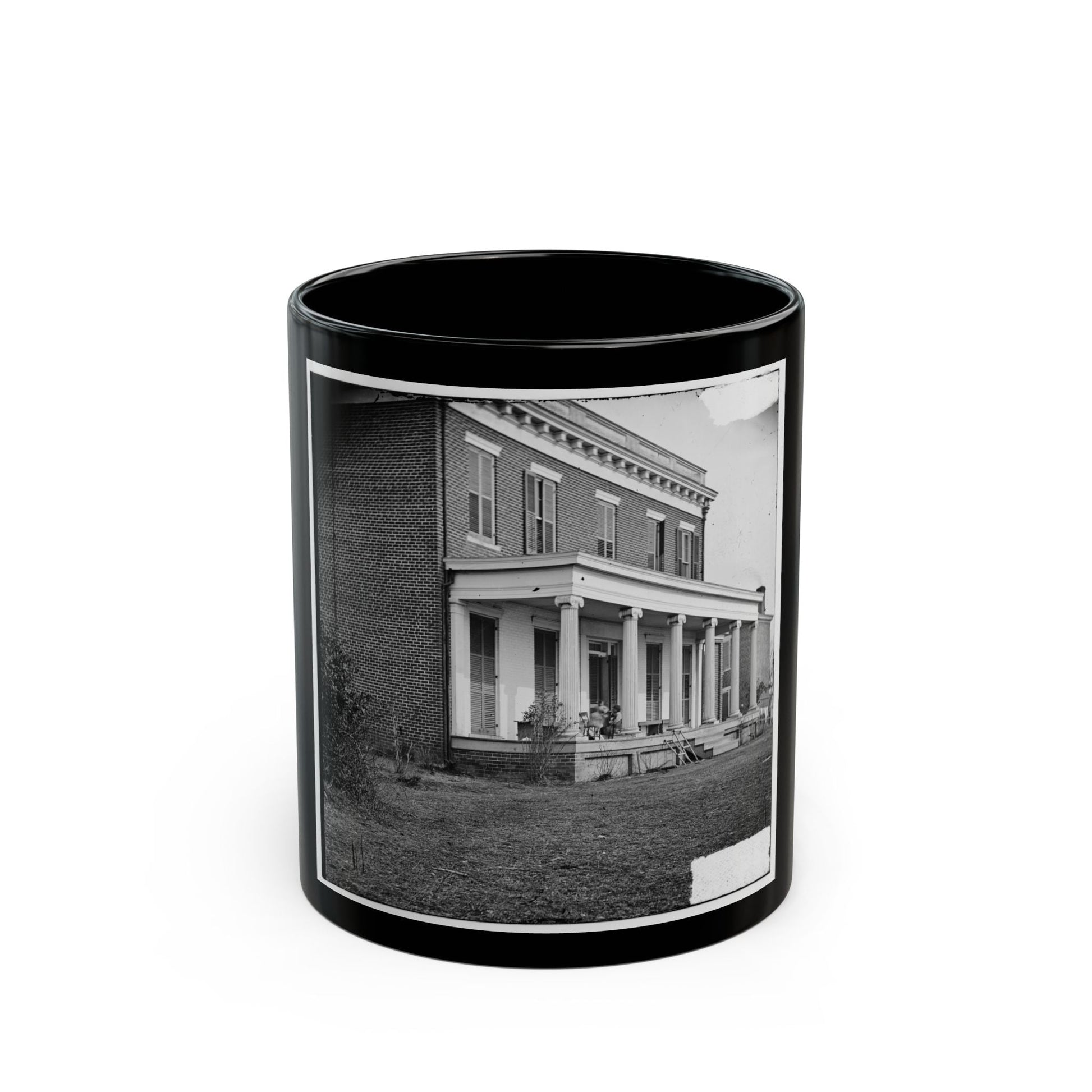 Aiken's Landing, Virginia (Vicinity). Aiken House On James River (U.S. Civil War) Black Coffee Mug-11oz-The Sticker Space