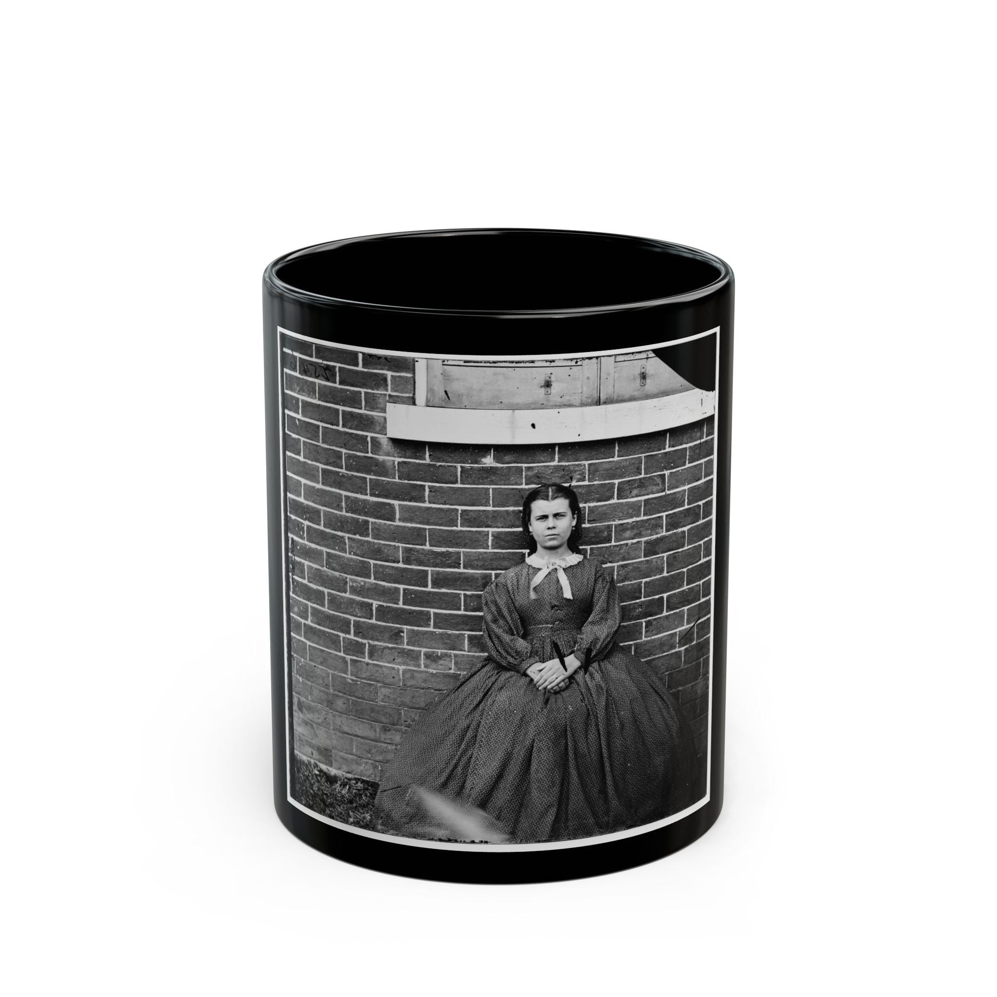 Aiken's Landing, Virginia (Vicinity). Young Girl At Aiken House (U.S. Civil War) Black Coffee Mug-11oz-The Sticker Space