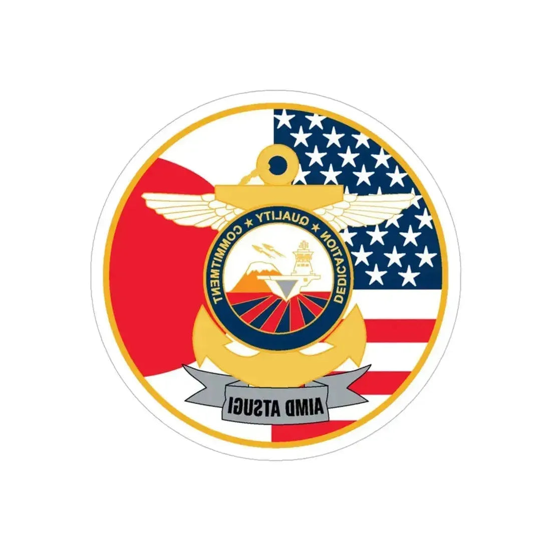 AIMD ATSUGI Command (U.S. Navy) REVERSE PRINT Transparent Die-Cut STICKER 5 Inch Die-Cut Transparent - The Sticker Space