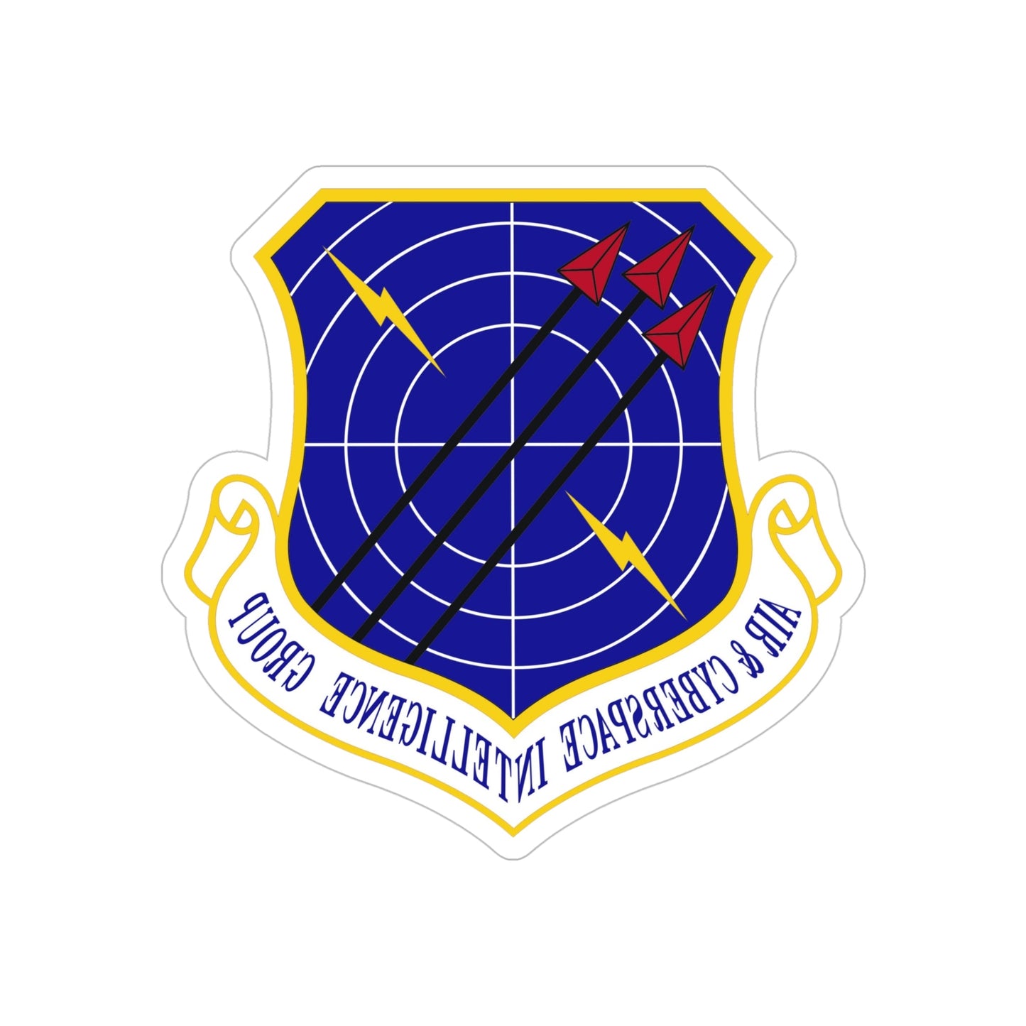 Air & Cyberspace Intelligence Group (U.S. Air Force) REVERSE PRINT Transparent STICKER-5" × 5"-The Sticker Space