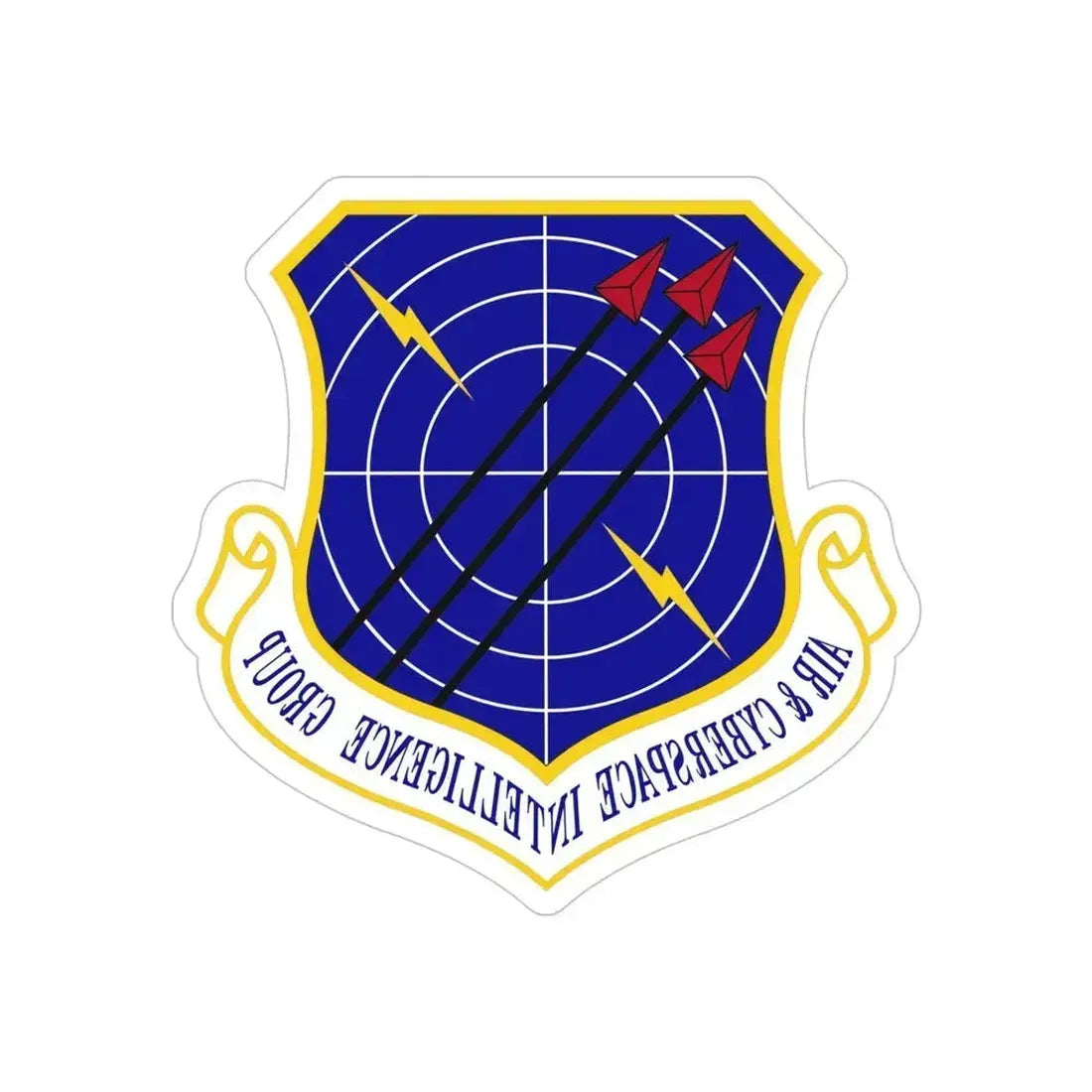 Air & Cyberspace Intelligence Group (U.S. Air Force) REVERSE PRINT Transparent Die-Cut STICKER 5 Inch Die-Cut Transparent - The Sticker Space