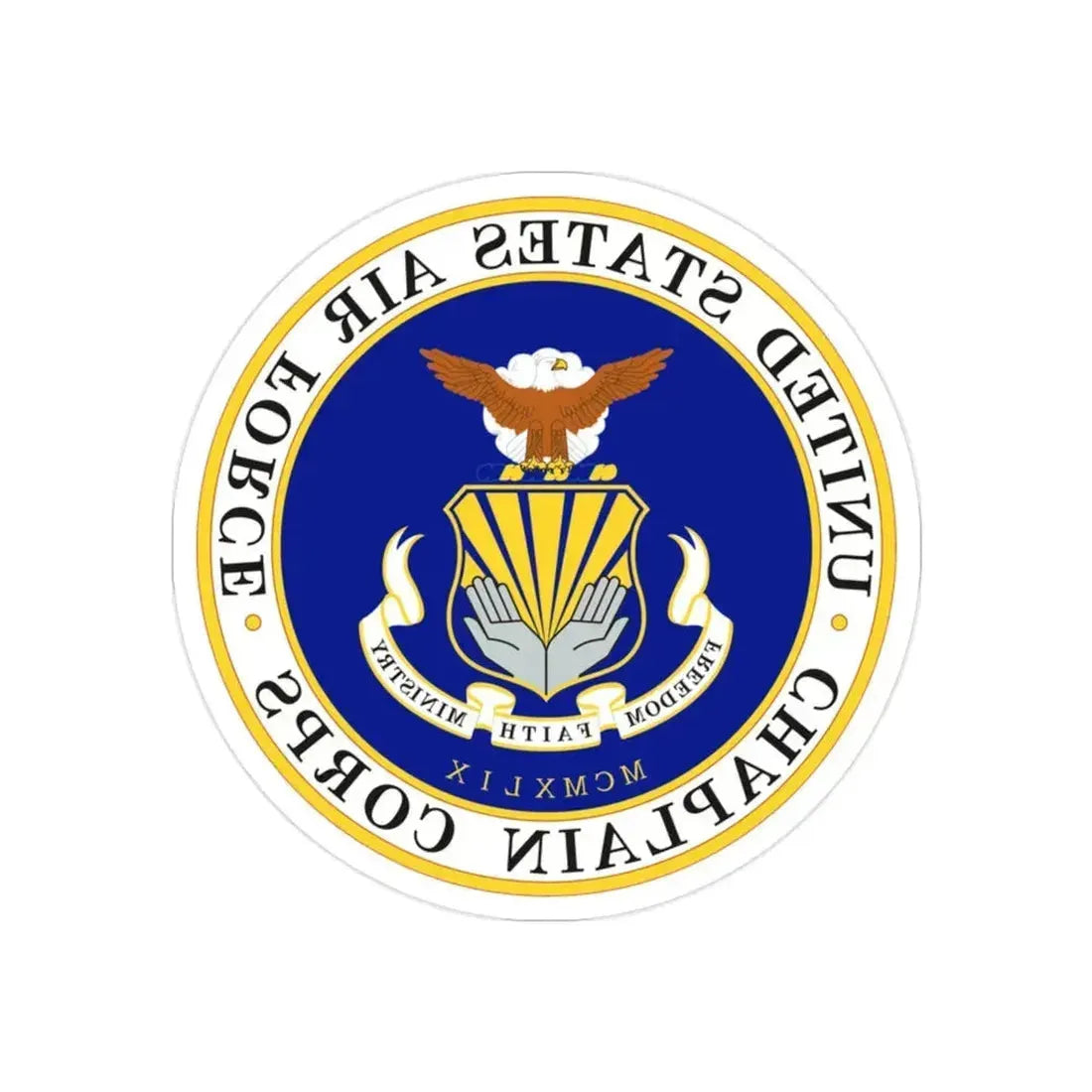 Air Force Chaplain Corps (U.S. Air Force) REVERSE PRINT Transparent Die-Cut STICKER 2 Inch Die-Cut Transparent - The Sticker Space