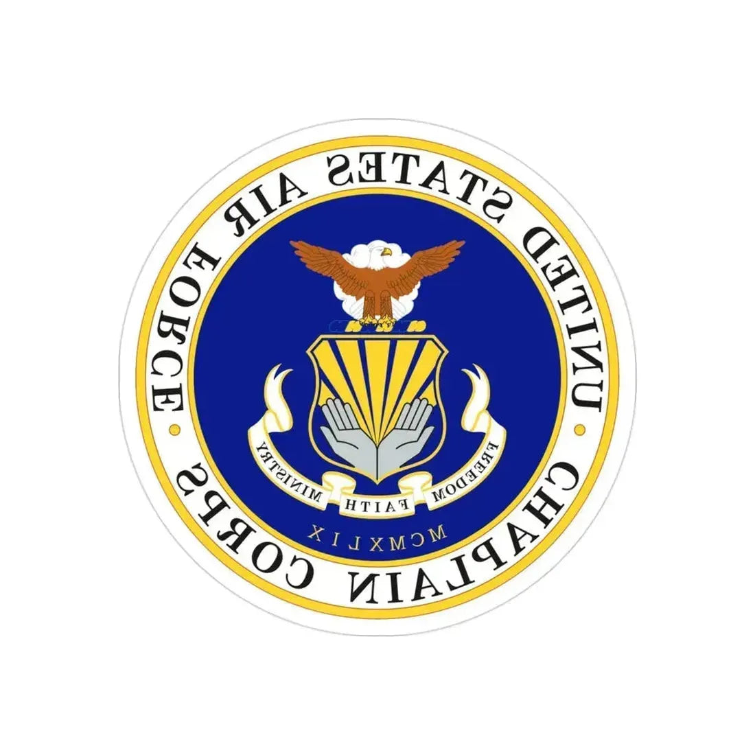 Air Force Chaplain Corps (U.S. Air Force) REVERSE PRINT Transparent Die-Cut STICKER 3 Inch Die-Cut Transparent - The Sticker Space