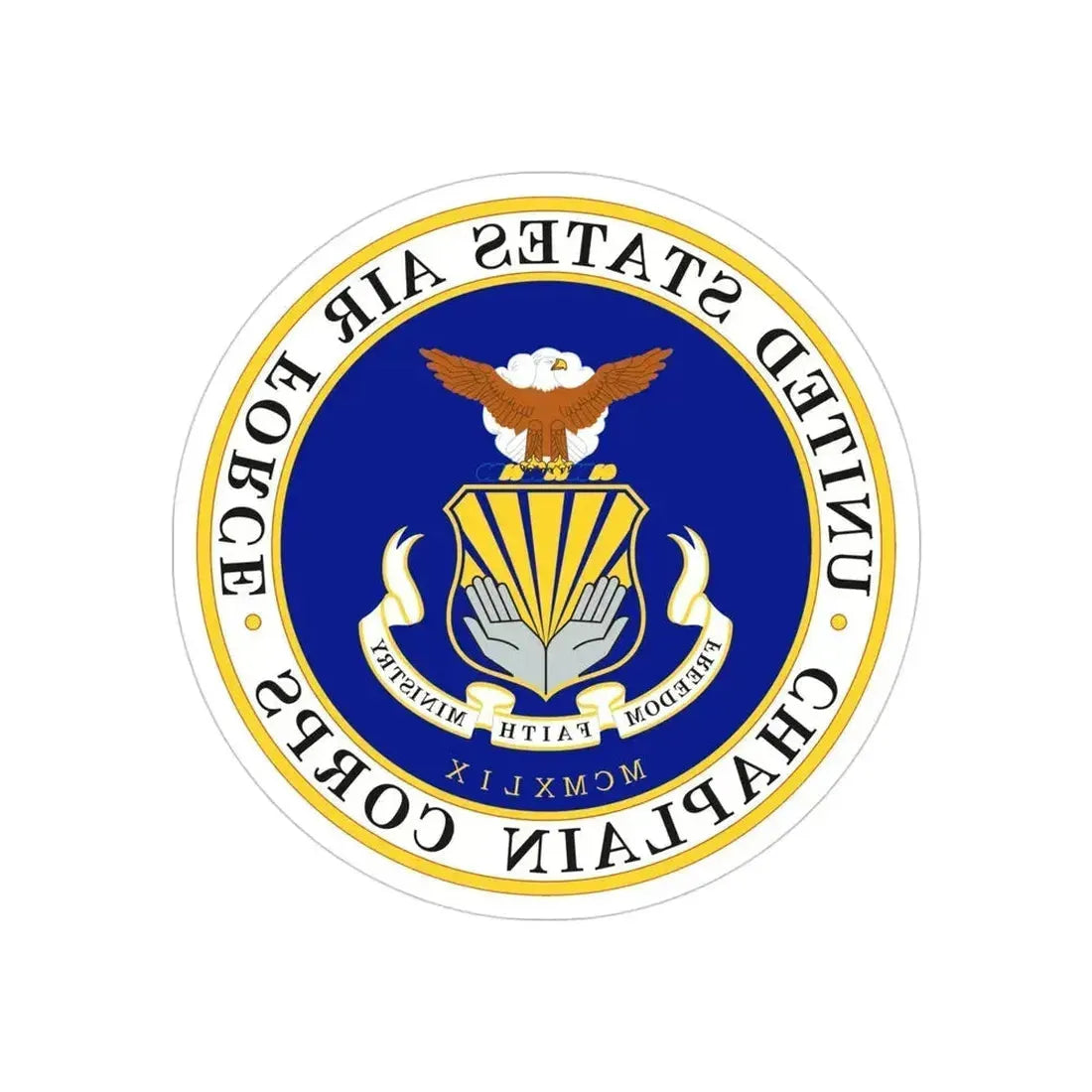 Air Force Chaplain Corps (U.S. Air Force) REVERSE PRINT Transparent Die-Cut STICKER 4 Inch Die-Cut Transparent - The Sticker Space