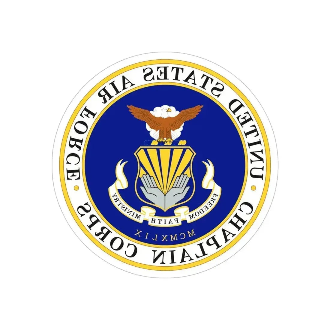 Air Force Chaplain Corps (U.S. Air Force) REVERSE PRINT Transparent Die-Cut STICKER 5 Inch Die-Cut Transparent - The Sticker Space