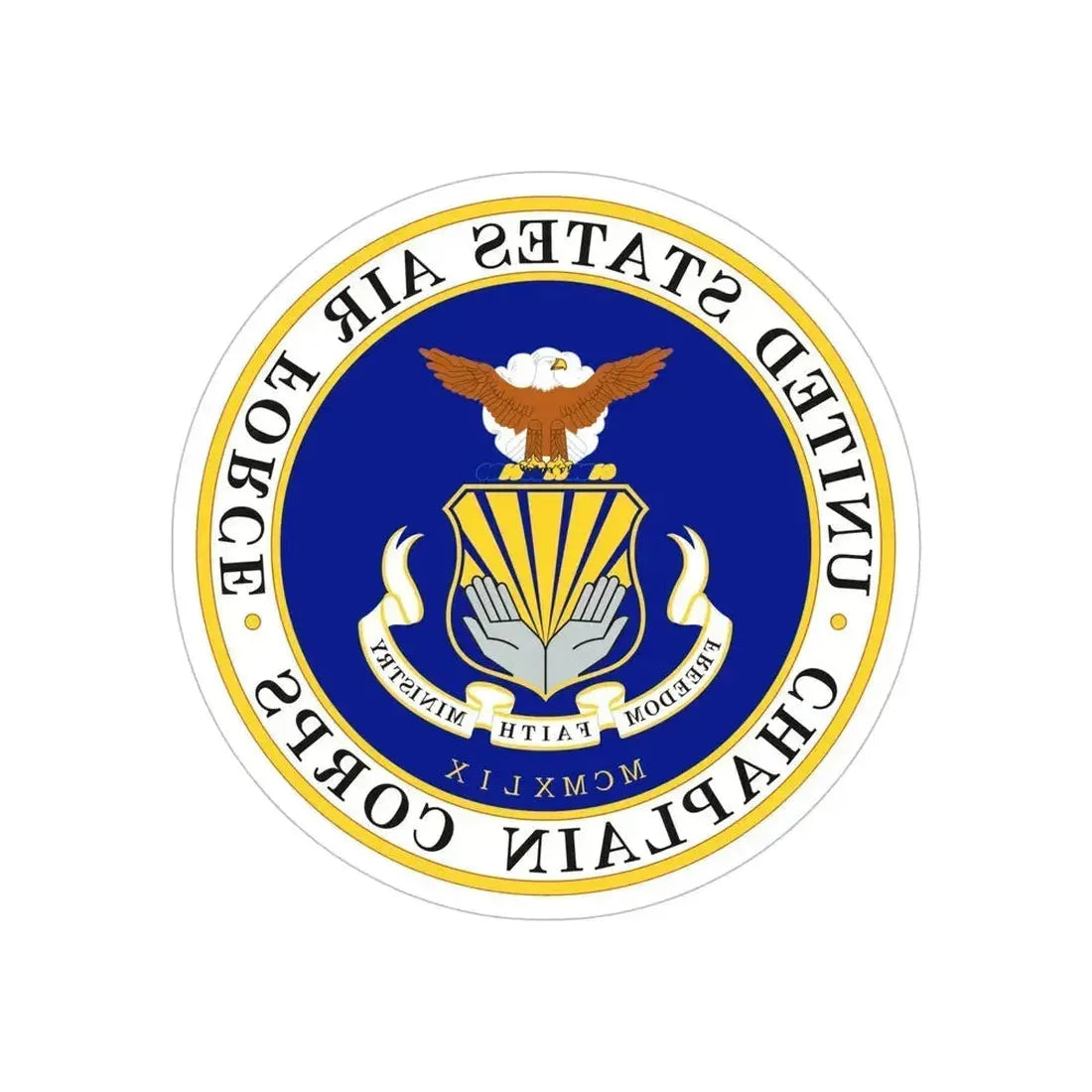 Air Force Chaplain Corps (U.S. Air Force) REVERSE PRINT Transparent Die-Cut STICKER 6 Inch Die-Cut Transparent - The Sticker Space