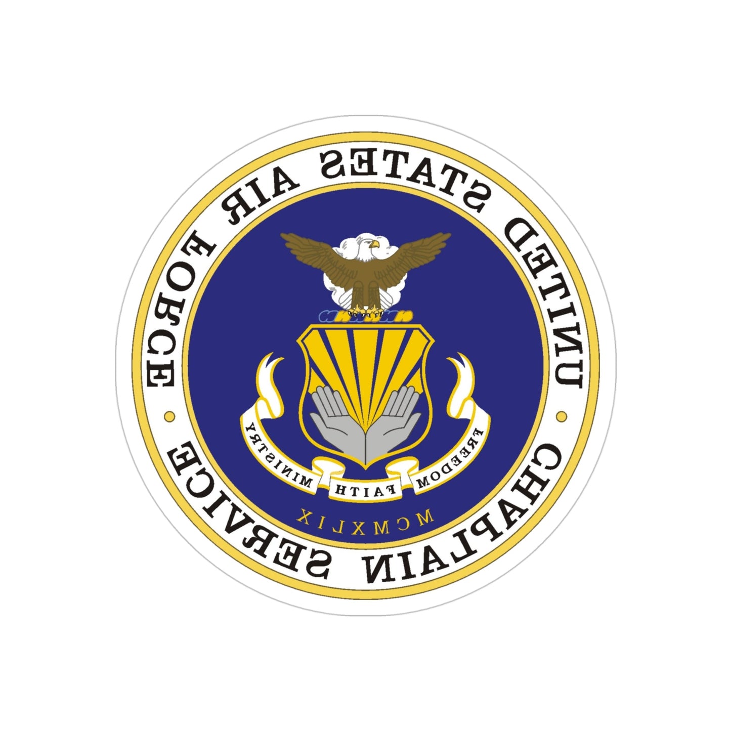 Air Force Chaplain Service (U.S. Air Force) REVERSE PRINT Transparent STICKER-4" × 4"-The Sticker Space