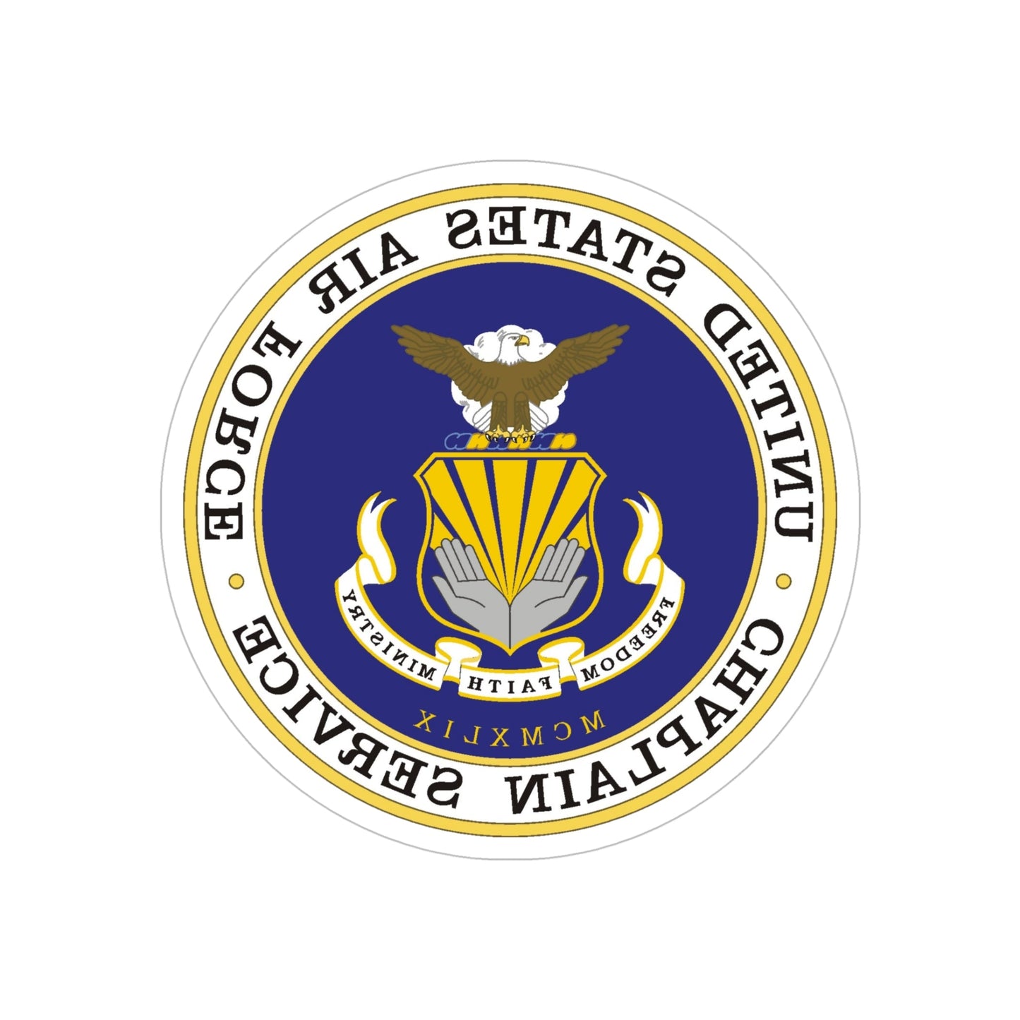 Air Force Chaplain Service (U.S. Air Force) REVERSE PRINT Transparent STICKER-5" × 5"-The Sticker Space