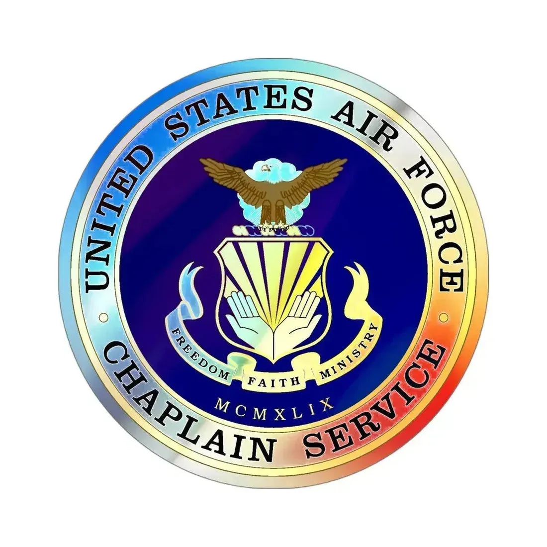 Air Force Chaplain Service (U.S. Air Force) Holographic STICKER Die-Cut Vinyl Decal 4 Inch Holographic - The Sticker Space
