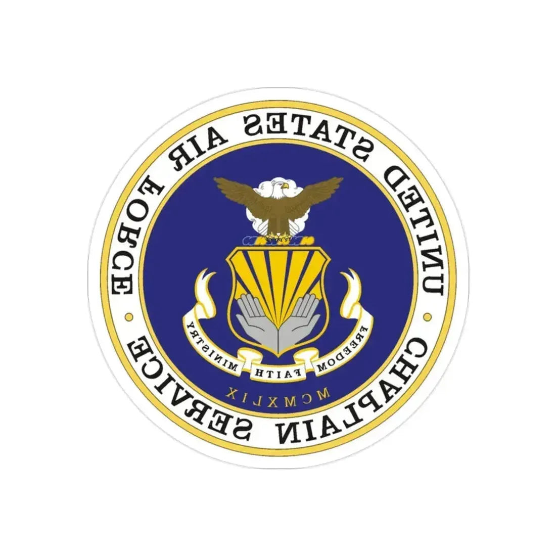 Air Force Chaplain Service (U.S. Air Force) REVERSE PRINT Transparent Die-Cut STICKER 2 Inch Die-Cut Transparent - The Sticker Space