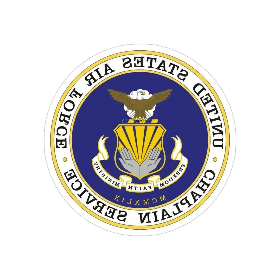 Air Force Chaplain Service (U.S. Air Force) REVERSE PRINT Transparent Die-Cut STICKER 3 Inch Die-Cut Transparent - The Sticker Space